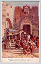 Jerusalem. The Jaffa gate of the city~1918 ARTIST POSTCARD picture