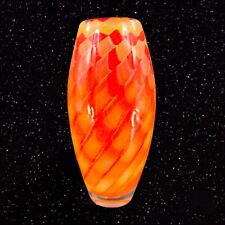 Sasaki Heavy Art Glass Vase Lithuania Red Orange Yellow Crystal Handcrafted picture
