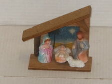 VINTAGE SONSCO JAPAN SMALL WOOD WOODEN NATIVITY JOSEPH MARY BABY JESUS LAMB CUTE picture