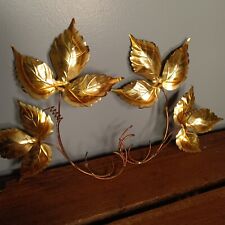 Vintage Homco Gold & Brass Tone Metal Accent Leaves, Set Of 2, Wall Decor picture
