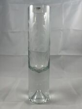 Krosno Poland Hand Blown Etched Glass 9” Etched Lily Of The Valley Vase picture