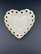 Lenox Heart Shaped Dish - Ivory with Gold Trim & Heart Shaped Cutouts & Rose  picture