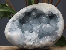 Large Raw Natural Blue Celestite Crystal Egg Shape Display Piece 1.3 kilograms picture