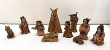 Native American Indian Miniature Christmas Nativity Set, 10 Pieces -Vintage picture