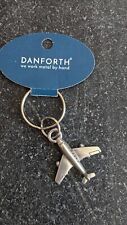 Danforth Pewter Keychain Airplane - Made In Vermont - Pilot Gift New  picture
