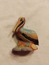 3” VINTAGE 1983 LEFTON CHINA Tiny PELICAN BIRD FIGURINE Nest Egg Collection#7222 picture