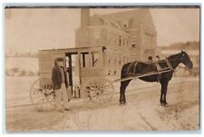1910's Milk Man Carriage Horse Wagon Employee RPPC Unposted Photo Postcard picture