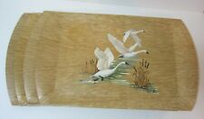 Haskelite Trumpeter Swans Lithograph Paper 4 Wood Serving Trays  11x18  picture