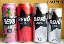 Empty Cans Energy Drink REVO 500 ml. & 330 ml. Ukraine 2023 Bottom Open - 4 pcs. picture