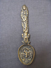 Vtg Brass Bronze Ornate Indian Deity  Ritual Prayer Spoon Figures Frog Toad picture