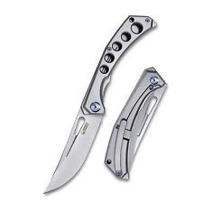 KUBEY Ishtar Pocket Knife Stainless Blade Slim Titanium Handle Milled Clip picture