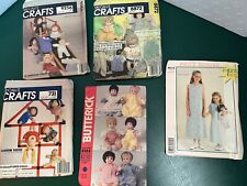 LOT OF 5 VINTAGE BABY -DOLL CLOTHES SEWING PATTERNS picture
