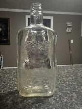 Vintage Embossed Crown Ste Pierre Smirnoff One Pint Vodka Whiskey Flask Bottle picture