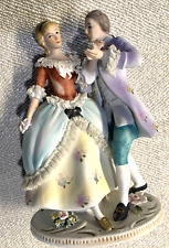 Vintage Porcelain Dresden Style Figurine Dancing Couple  Victorian Antique picture