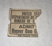 US USA DEPARTMENT OF TREASURY BUREAU OF REVENUE ADMIT ONE HOOVER DAM TICKET STUB picture