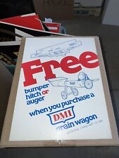 Vintage DMI Sign 1980 - FREE Bumper Hitch Auger NOS Display Purchase Grain Wagon picture