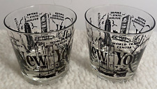 Pair New York City 8 oz Highball Glasses Bar Ware Historical Sites Unique NYC picture