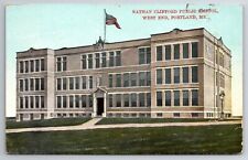 Postcard Nathan Clifford Public School Portland Maine USA posted 1910 picture