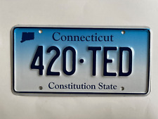 2000s Connecticut License Plate 420 TED Not a Vanity Teddy Edward Pot Grass Weed picture