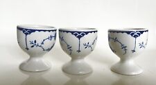 3 Furnivals Denmark ENGLAND Egg Cups  Blue & White Franciscan Vintage English picture