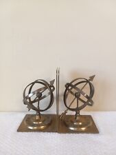 Vintage Solid Brass Armillary Sphere Sundial Bookends picture