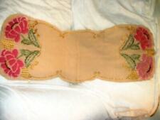 ANTIQUE STUMPWORK EMBROIDERY POPPIES PINK RUNNER ARTS NOUVEAU SILK EARLY 1900s picture