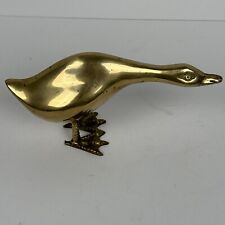 Vintage Brass Goose Bird Figurine Mid Century Modern MCM 7.5” Long picture