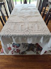 Victorian LINEN Banquet Tablecloth Broderie Anglaise  Urns Embroidered Scallops picture