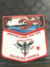 MOSWETUSET LODGE 52 MISSITUCK LODGE 1944-1958 FELLSLAND COUNCIL TWO PIECE SET  picture