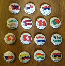 vintage Flag pins circa 1940's (16) Switzerland Armenia Portugal Bolivia Albania picture