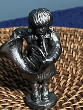 MICHAEL RICKER PEWTER GIRL PLAYING FRENCH HORN #10720 picture