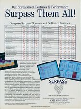 1988 Surpass Spreadsheet Software Systems Ultimate Novato CA Vtg Print Ad PC1 picture