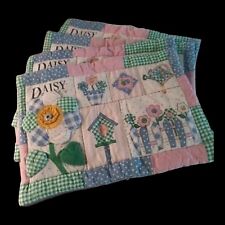 4CT- VINTAGE COLORFUL DAISY QUILTED PLACE MAT'S COUNTRY CUTE FOR ALL OCCASIONS picture