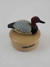 Vtg Canvasback Duck Bird Trinket Gift Box Jar Round Figurine Figure Hong Kong picture