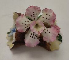 Vintage Capodimonte Handcrafted Porcelain Flowers on a Log Made In Italy picture