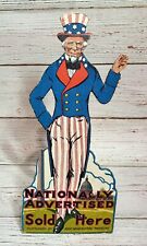 RARE Antique 1912 UNCLE SAM Die Cut Countertop Standing Store Display Sign picture