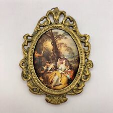 Vintage Art Deco Picture Bronze Brass Frame Wall Hanging Silk Screen Printing picture