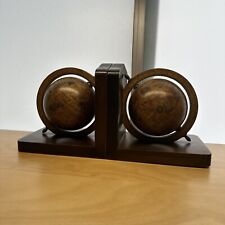Vintage MCM Italian Olde World Globe Bookends Spinning Earth Map Made in Italy picture