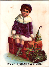 Vintage 1880's Victorian Trade Card, Koch & Shankweiler Clothing, Cute Girl  picture