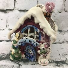Christmas Candle House “Mouse House” Glossed Ceramic Tea Candle Holder Decor  picture