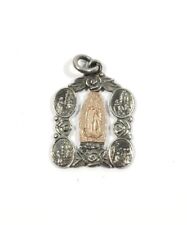 Vintage Sterling & Gold Top Mexico Saint Mary & the 5 Apparitions Medal Catholic picture