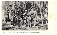 Wayne County Hunter Hunting Hounds Dogs Season Trophies Racoons Postcard c.1901 picture