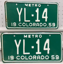 1959 NOS Colorado Metro Truck License Plate Pair Plates YL-14 Cripple Creek picture