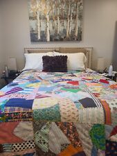 Vintage Handmade Patchwork Quilt,refabricated in 1975 from 1897 Multicolor, King picture