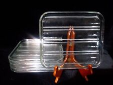 5 HEAVY Clear Glass Square Ribbed Dinner Plates 9.5