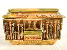 1970s TROLLEY CAR Box Lid POWELL & HYDE  San Francisco Ceramic Green Brown picture
