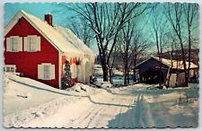 Snow Covered Bridge New England Maine Vacationland Deckled Edge Postcard picture
