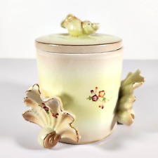 Vtg Porcelain Lidded Jar Seashell Floral Vanity Trinket Beach Decor Arnart Japan picture
