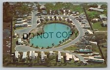 Postcard TX Rockport Ad Aerial View Palo Alto Trailer Park Mobile Homes Pond I8 picture