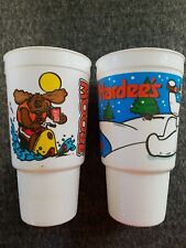 1996 Hardee's Coca Cola Plastic Cup Lot of 2 The Moose Polar Bear Vintage  picture